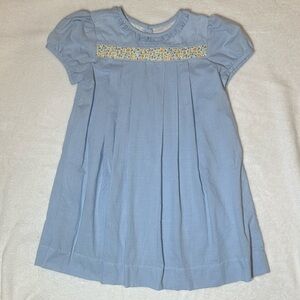 EUC Brother & Sissy blue micro gingham dress with floral ribbon embroidery 6
